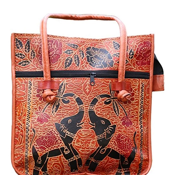 HAPPY ELEPHANT Leather Woven Tote - Picture 2 of 5